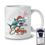 Personalized Season Eatings; Amazing Christmas Santa Reindeer Shark; Custom Name Family T-Shirt