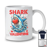 Personalized Shark Is My Valentine; Adorable Shark With Hearts; Custom Name Men Single T-Shirt