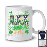 Personalized Shenanigans Begin; Amusing St. Patrick's Day Custom Name Three Border Collies Leprechaun T-Shirt