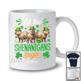 Personalized Shenanigans Begin; Amusing St. Patrick's Day Custom Name Three Capybaras Leprechaun T-Shirt