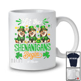 Personalized Shenanigans Begin; Amusing St. Patrick's Day Custom Name Three Corgis Leprechaun T-Shirt