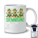 Personalized Shenanigans; Amusing St. Patrick's Day Custom Name Three Golden Retrievers Leprechaun T-Shirt