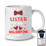 Personalized Sister Is My Valentine; Lovely Plaid Bow Tie Hearts; Custom Name Boys Family T-Shirt