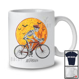 Personalized Skeleton Driving Bicycle, Scary Halloween Custom Name Bicycle Biker Lover T-Shirt