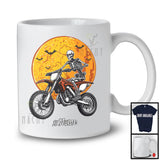 Personalized Skeleton Driving Dirt Bike, Scary Halloween Custom Name Dirt Bike Biker Lover T-Shirt