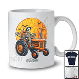 Personalized Skeleton Driving Tractor, Scary Halloween Custom Name Tractor Driver Farmer Lover T-Shirt