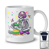 Personalized Skeleton Playing Game; Fantastic Mardi Gras Masked Custom Name Gamer; Family T-Shirt