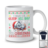 Personalized Sleep All Day For Christmas; Lovely Custom Name Santa Koala Bear Lazy Sleepy; Sweater T-Shirt