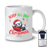 Personalized Sleep All Day For Christmas; Lovely Custom Name Santa Panda Lazy Sleepy; Animal T-Shirt