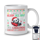 Personalized Sleep All Day For Christmas; Lovely Custom Name Santa Panda Lazy Sleepy; Sweater T-Shirt