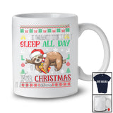 Personalized Sleep All Day For Christmas; Lovely Custom Name Santa Sloth Lazy Sleepy; Animal Sweater T-Shirt