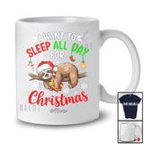 Personalized Sleep All Day For Christmas; Lovely Custom Name Santa Sloth Lazy Sleepy; Animal T-Shirt