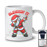 Personalized Sleighin' It; Sarcastic Christmas Lights Dabbing Santa; Custom Name Family T-Shirt