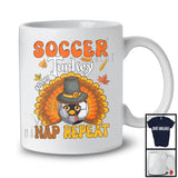 Personalized Soccer Turkey Nap Repeat, Joyful Thanksgiving Fall Leaves, Custom Name Sport Player T-Shirt