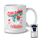 Personalized Sorry Girls Dad Is My Valentine; Joyful Custom Name T-Rex Boys; Hearts Family T-Shirt