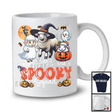 Personalized Spooky Squad, Lovely Halloween Three Witch Ghost Boo Sheep, Farm Farmer Pumpkin T-Shirt