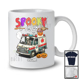 Personalized Spooky Squad; Scary Halloween Skeleton Driving Ambulance; Custom Name Driver T-Shirt