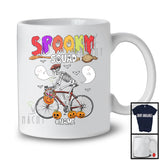 Personalized Spooky Squad; Scary Halloween Skeleton Riding Bicycle; Custom Name Biker T-Shirt