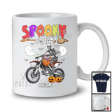 Personalized Spooky Squad; Scary Halloween Skeleton Riding Dirt Bike; Custom Name Biker T-Shirt