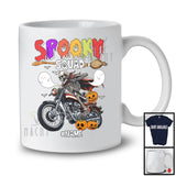 Personalized Spooky Squad; Scary Halloween Skeleton Riding Motorbike; Custom Name Biker T-Shirt