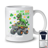 Personalized St. PaT-Rex Day; Joyful St. Patrick's Day Custom Name T-Rex On Monster Truck T-Shirt