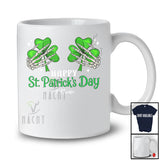 Personalized St. Patrick's Day; Humorous Skeleton Hands Shamrocks Bra Fake; Custom Name Family T-Shirt