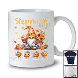 Personalized Stepmom; Lovely Thanksgiving Custom Name Gnome; Pumpkins Sunflowers Family T-Shirt