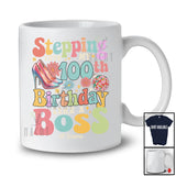 Personalized Stepping Into My 100th Birthday Like A Boss; Amusing Custom Name Woman; High Heels T-Shirt