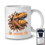 Personalized T-Rex Eating Pumpkin; Amazing Halloween Trick Or Treat Candy; Custom Name Family T-Shirt