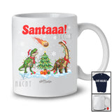 Personalized T-Rex Thinking Santa Coming; Joyful Christmas Custom Name Dinosaurs History T-Shirt