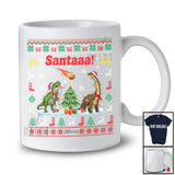 Personalized T-Rex Thinking Santa Coming; Joyful Christmas Sweater; Custom Name Dinosaurs History T-Shirt