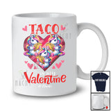 Personalized Taco is my Valentine; Lovely Unicorn Eating Taco Hearts; Custom Name Single T-Shirt