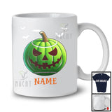 Personalized Tennis Pumpkin Face, Humorous Halloween Custom Name Tennis Player T-Shirt