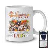 Personalized Thanksgiving Better With Cats; Lovely Two Cats Pilgrim Girl; Custom Name T-Shirt