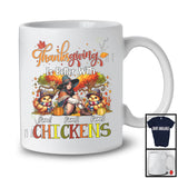 Personalized Thanksgiving Better With Chickens; Lovely Two Chickens Pilgrim Girl; Custom Name T-Shirt