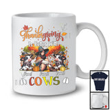 Personalized Thanksgiving Better With Cows; Lovely Two Cows Pilgrim Girl; Custom Name T-Shirt