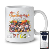 Personalized Thanksgiving Better With Pigs; Lovely Two Pigs Pilgrim Girl; Custom Name T-Shirt