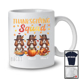 Personalized Thanksgiving Squad, Lovely 3 Pilgrim Cavalier King Charles Spaniels, Custom Name Fall Leaves T-Shirt