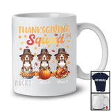 Personalized Thanksgiving Squad, Lovely Three Pilgrim Beagles, Custom Name Fall Leaves T-Shirt