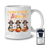 Personalized Thanksgiving Squad, Lovely Three Pilgrim Boston Terriers, Custom Name Fall Leaves T-Shirt