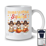 Personalized Thanksgiving Squad, Lovely Three Pilgrim Chihuahuas, Custom Name Fall Leaves T-Shirt