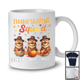 Personalized Thanksgiving Squad, Lovely Three Pilgrim Chow Chows, Custom Name Fall Leaves T-Shirt