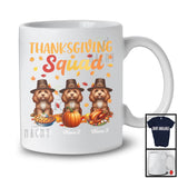 Personalized Thanksgiving Squad, Lovely Three Pilgrim Cockapoos, Custom Name Fall Leaves T-Shirt