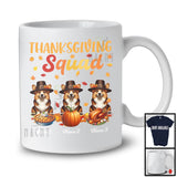 Personalized Thanksgiving Squad, Lovely Three Pilgrim Corgis, Custom Name Fall Leaves T-Shirt