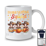 Personalized Thanksgiving Squad, Lovely Three Pilgrim Cows, Custom Name Fall Leaves T-Shirt