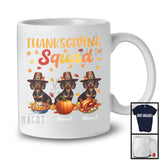 Personalized Thanksgiving Squad, Lovely Three Pilgrim Dachshunds, Custom Name Fall Leaves T-Shirt