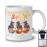 Personalized Thanksgiving Squad, Lovely Three Pilgrim Donkeys, Custom Name Fall Leaves T-Shirt