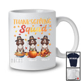 Personalized Thanksgiving Squad, Lovely Three Pilgrim English Springer Spaniels, Custom Name Fall Leaves T-Shirt