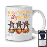 Personalized Thanksgiving Squad, Lovely Three Pilgrim Entlebucher Mountains, Custom Name Fall Leaves T-Shirt