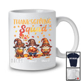 Personalized Thanksgiving Squad, Lovely Three Pilgrim Gnomes, Custom Name Fall Leaves T-Shirt